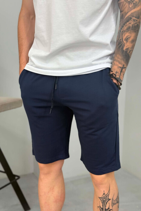 SIMPLE ONE COLOR MEN SHORT SWEATPANTS BLUE/BLU - 2