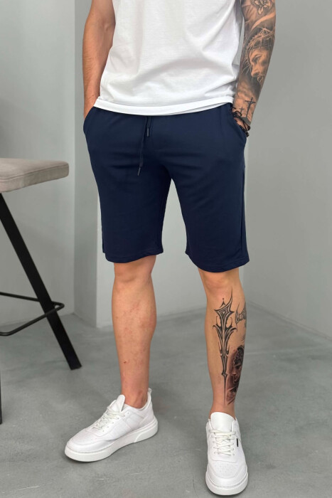 SIMPLE ONE COLOR MEN SHORT SWEATPANTS BLUE/BLU - 4