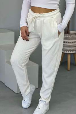 SIMPLE ONE COLOR WOMEN SWEATPANTS WHITE-E BARDHE 