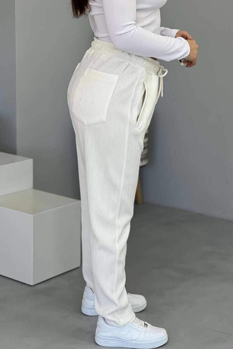 SIMPLE ONE COLOR WOMEN SWEATPANTS WHITE-E BARDHE - 4