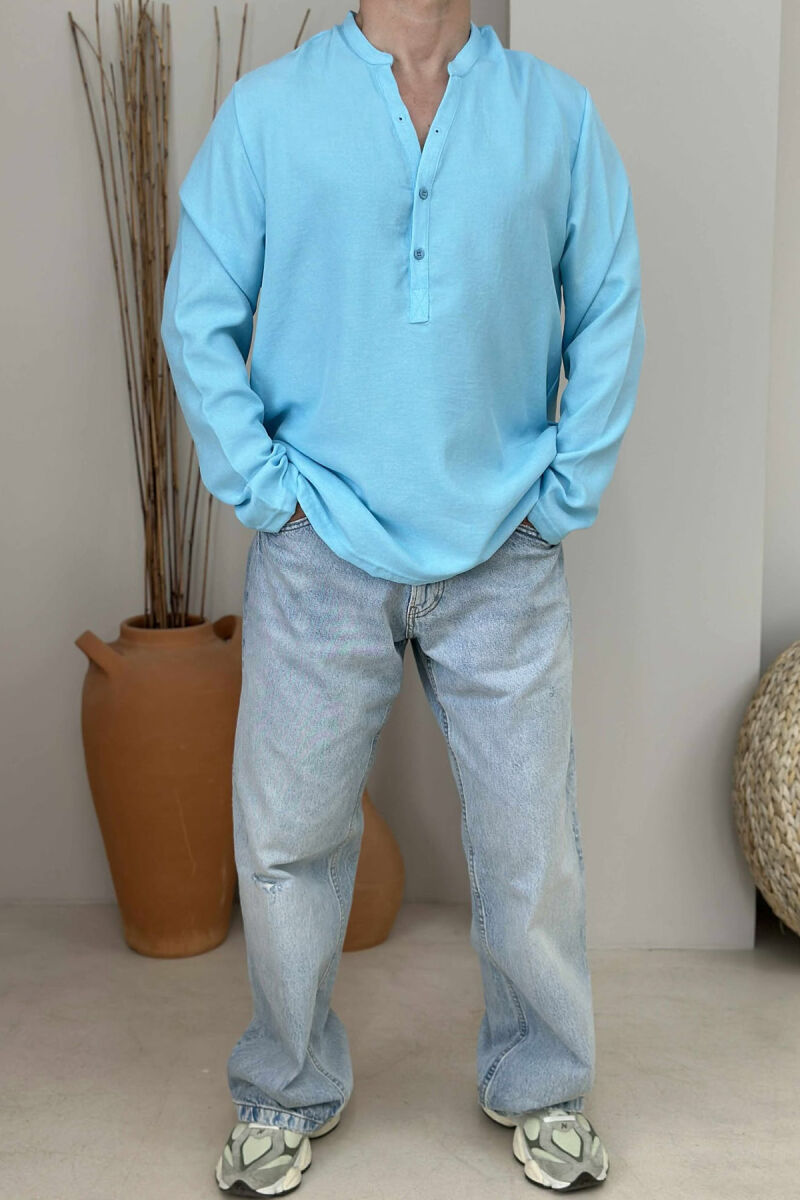 SIMPLE ONE COLOR MEN SHIRT LIGHTBLUE/BZ - 1
