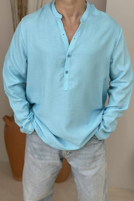 SIMPLE ONE COLOR MEN SHIRT LIGHTBLUE/BZ - 2