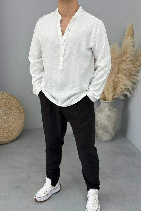 SIMPLE ONE COLOR MEN SHIRT WHITE-E BARDHE 