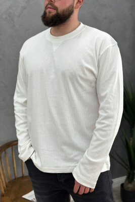 SIMPLE ONE COLOR MEN SWEATSHIRT WHITE-E BARDHE 