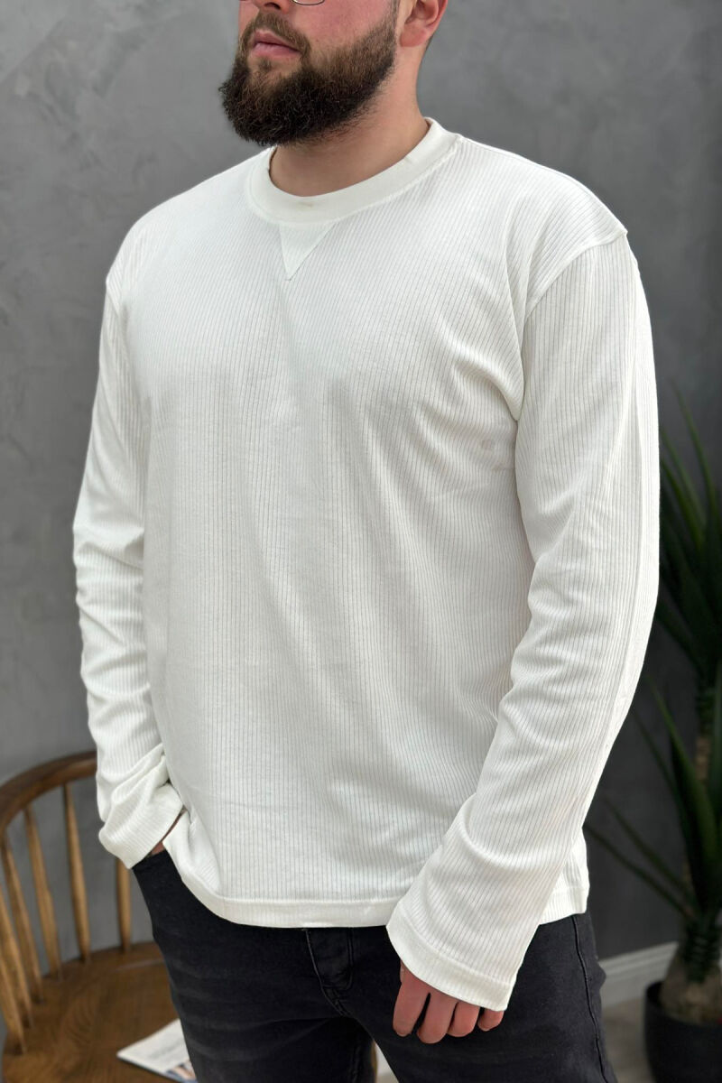 SIMPLE ONE COLOR MEN SWEATSHIRT WHITE-E BARDHE - 1