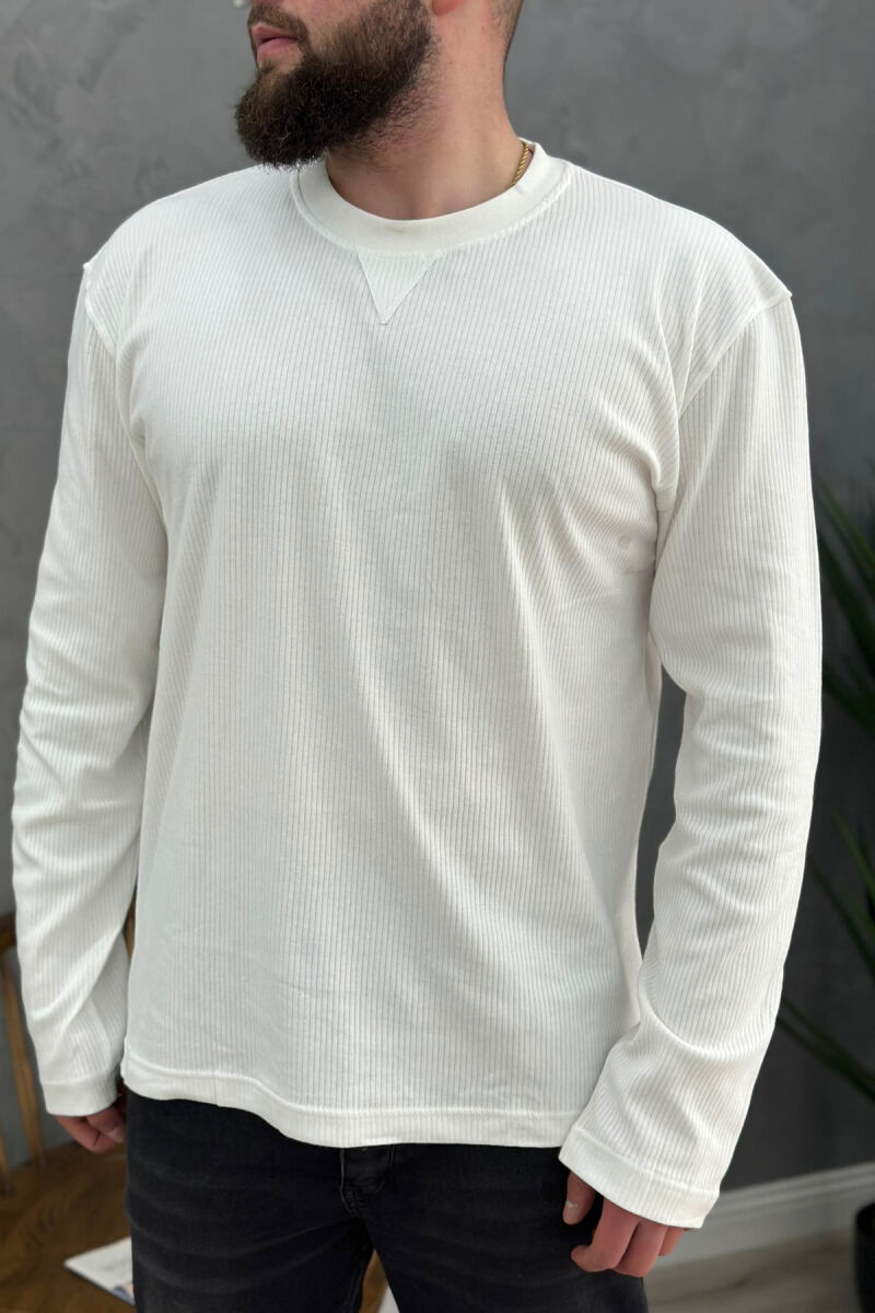 SIMPLE ONE COLOR MEN SWEATSHIRT WHITE-E BARDHE - 3