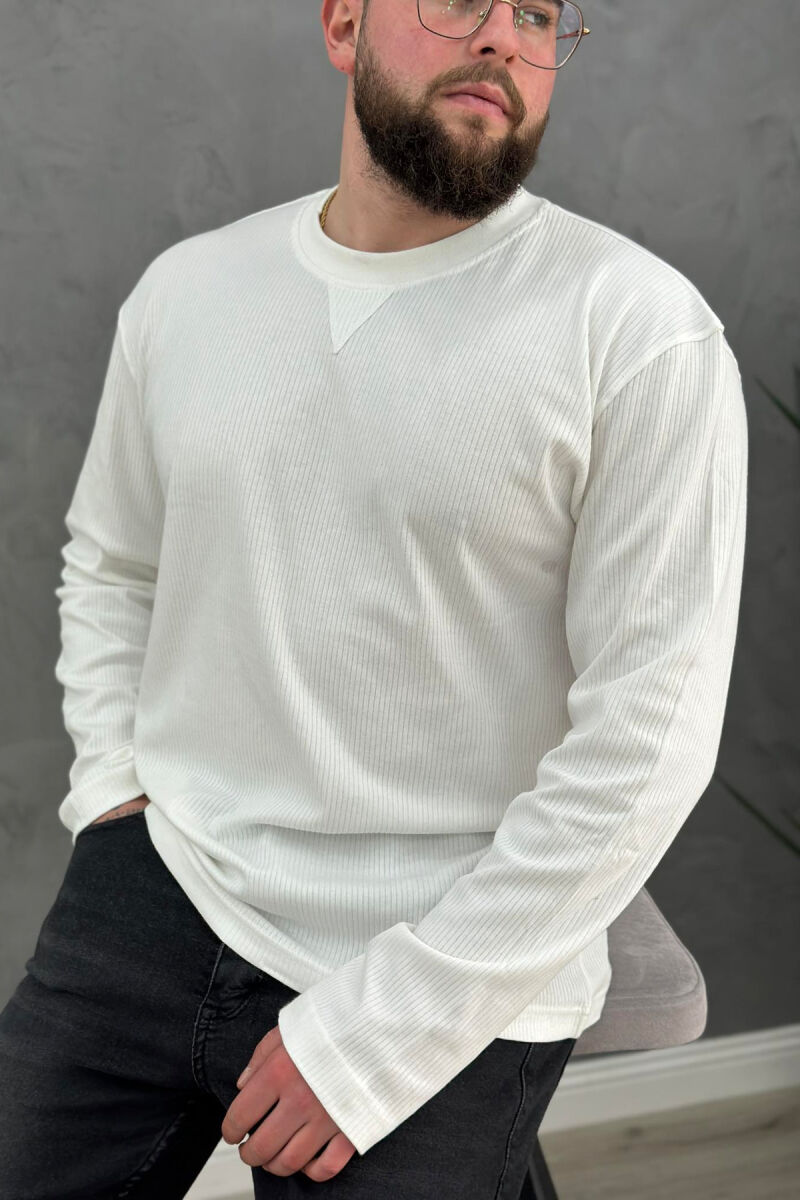 SIMPLE ONE COLOR MEN SWEATSHIRT WHITE-E BARDHE - 4