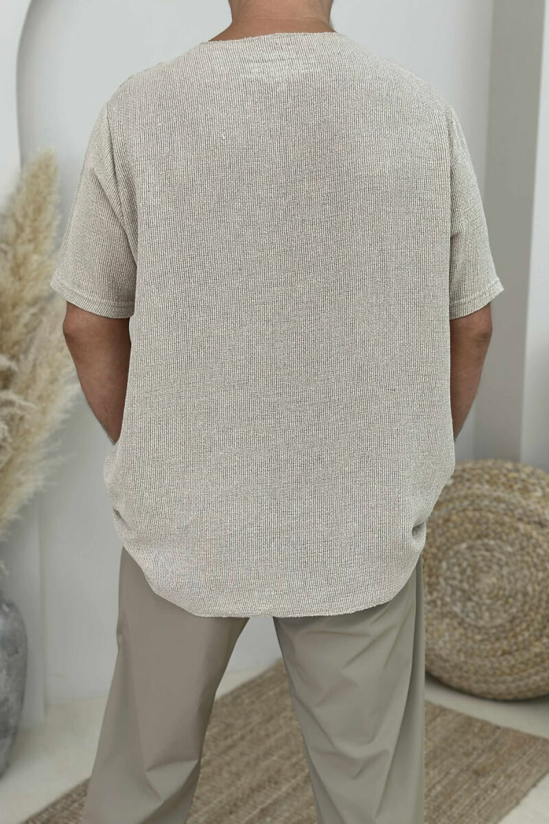 SIMPLE ONE COLOR MEN T-SHIRT BEIGE/BEZHE - 3