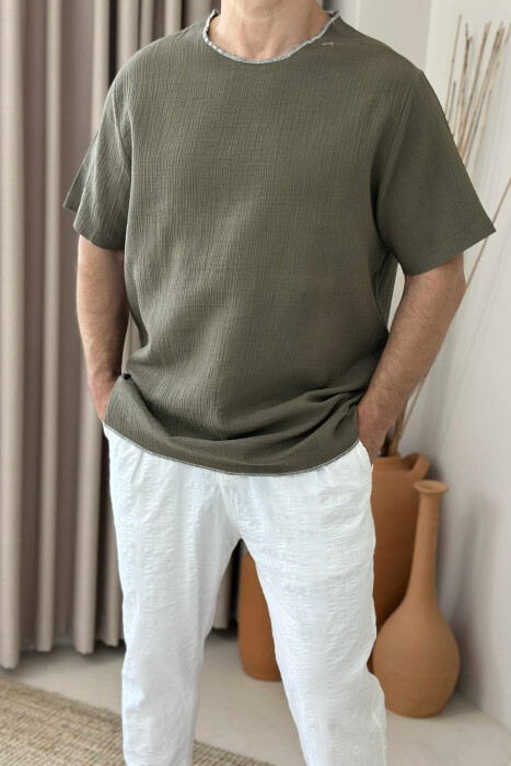 SIMPLE ONE COLOR MEN T-SHIRT GREEN/JESHILE - 3