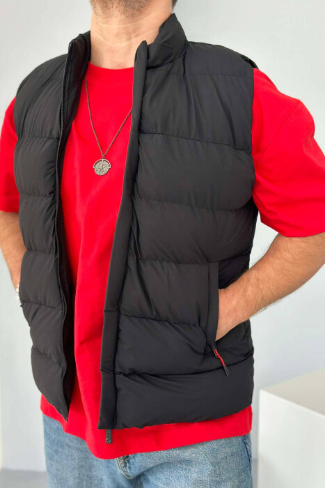 SIMPLE ONE COLOR MEN VEST BLACK/ E ZEZE - KLAUDIO FASHION