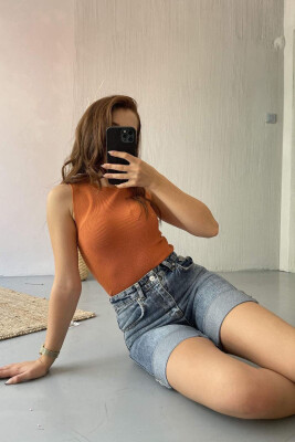 SIMPLE ONE COLOR TANK TOPS BRICK/TULLE - 2
