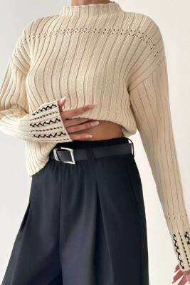 SIMPLE ONE COLOR TURTTLE NECK WOMAN SWEATER BEIGE/BEZHE 