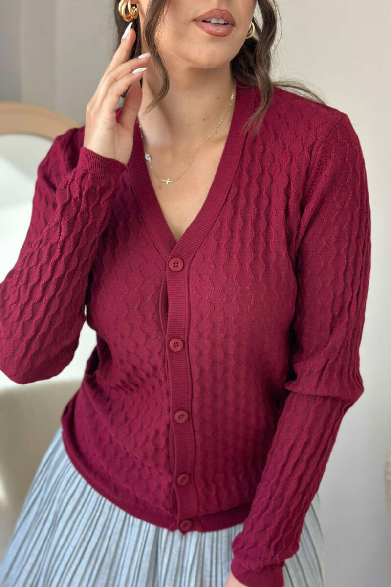 SIMPLE ONE COLOR WOMAN CARDIGANS BUYRDGUNDY/VISHNJE - 3