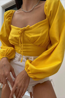 SIMPLE ONE COLOR WOMAN CROP TOP YELLOW/E VERDHE 