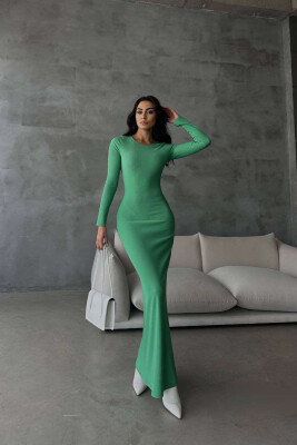 SIMPLE ONE COLOR WOMAN DRESS GREEN/JESHILE 