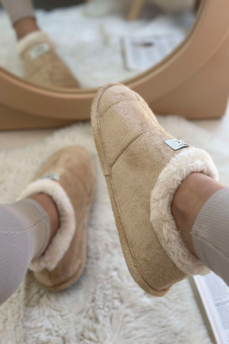 SIMPLE ONE COLOR WOMAN HOME SLIPPERS BEIGE/BEZHE - 3