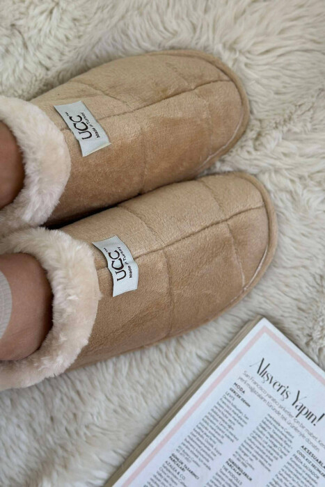 SIMPLE ONE COLOR WOMAN HOME SLIPPERS BEIGE/BEZHE - 4