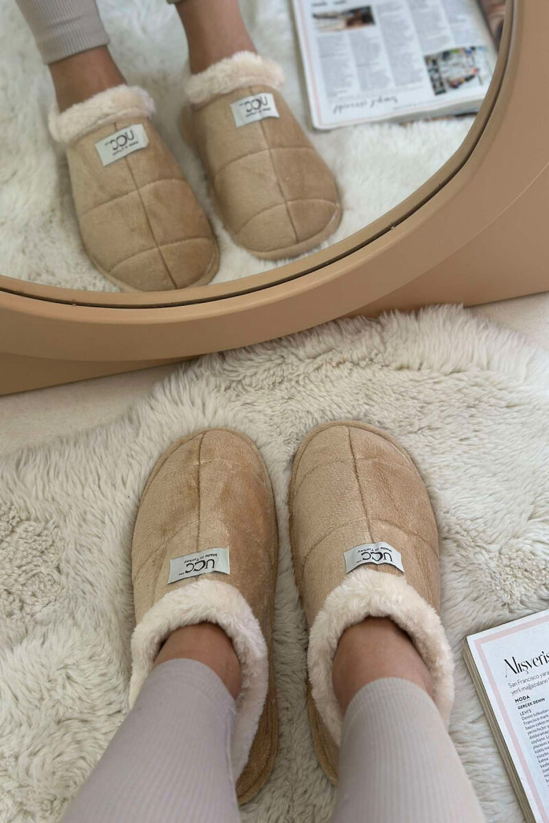 SIMPLE ONE COLOR WOMAN HOME SLIPPERS BEIGE/BEZHE - 5