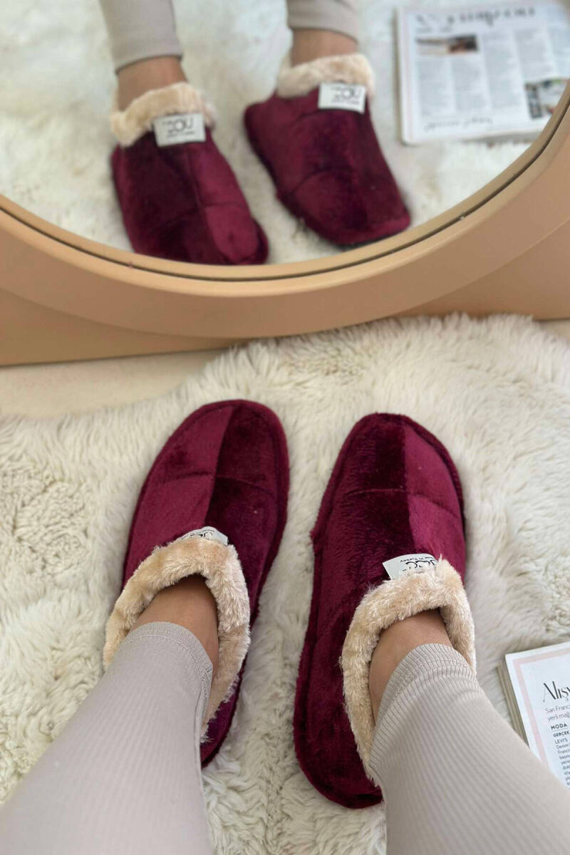 SIMPLE ONE COLOR WOMAN HOME SLIPPERS BURGUNDY/VISHNJE - 2