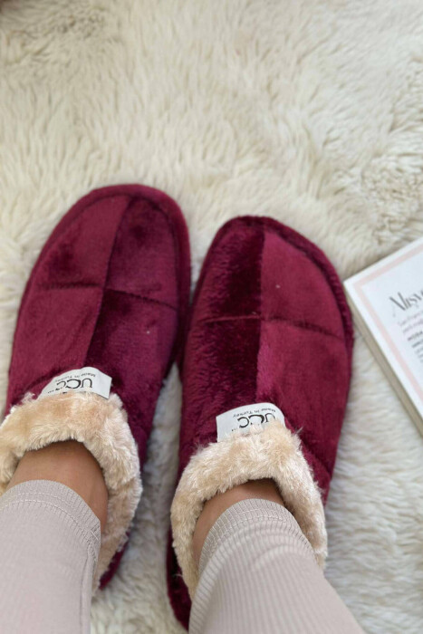 SIMPLE ONE COLOR WOMAN HOME SLIPPERS BURGUNDY/VISHNJE - 4