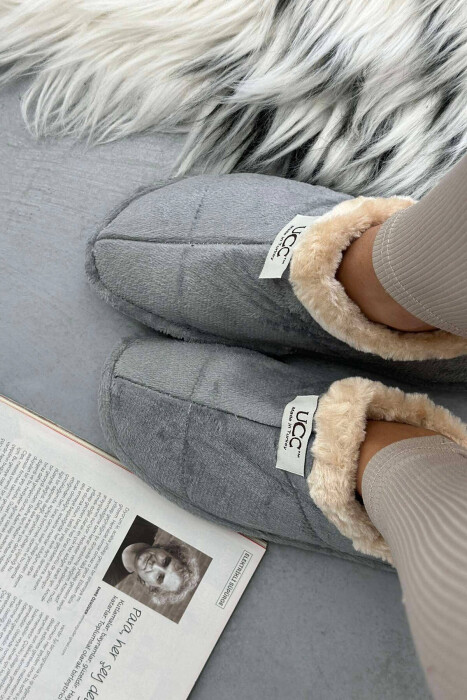 SIMPLE ONE COLOR WOMAN HOME SLIPPERS GREY/GRI - 2