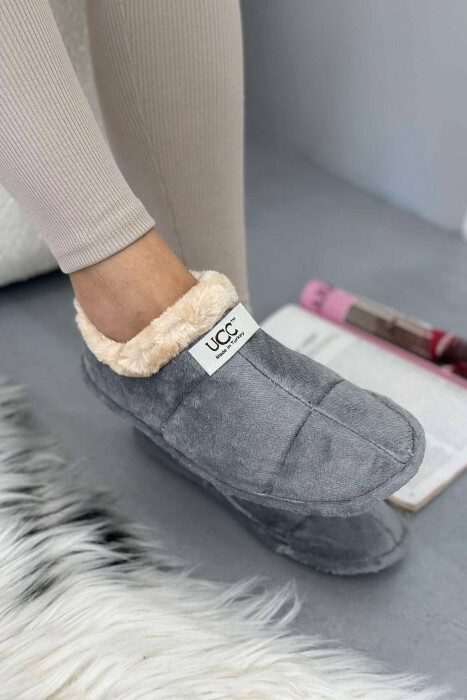 SIMPLE ONE COLOR WOMAN HOME SLIPPERS GREY/GRI - 4