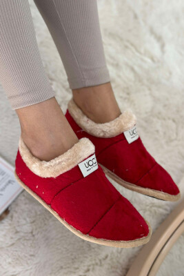 SIMPLE ONE COLOR WOMAN HOME SLIPPERS RED-BEIGE/KUBZH 