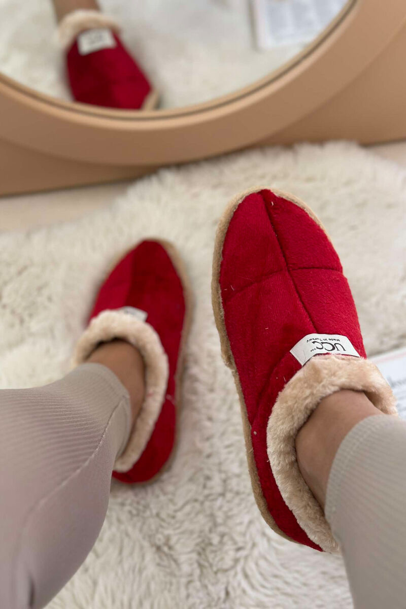 SIMPLE ONE COLOR WOMAN HOME SLIPPERS RED/E KUQE - 1