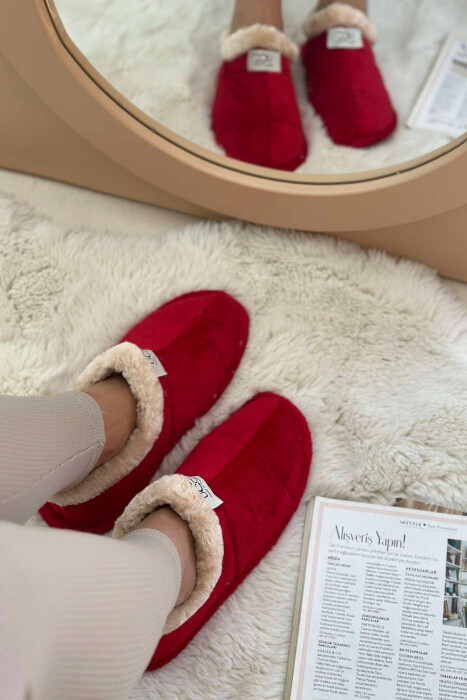 SIMPLE ONE COLOR WOMAN HOME SLIPPERS RED/E KUQE - 3