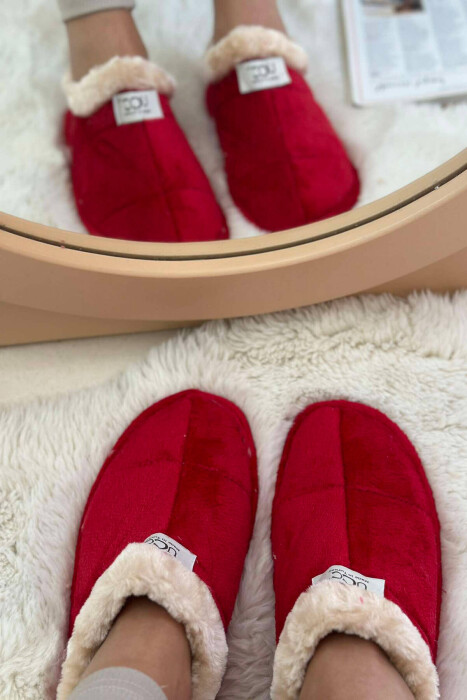 SIMPLE ONE COLOR WOMAN HOME SLIPPERS RED/E KUQE - 4