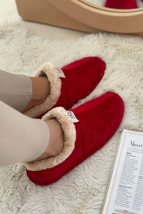 SIMPLE ONE COLOR WOMAN HOME SLIPPERS RED/E KUQE - 5