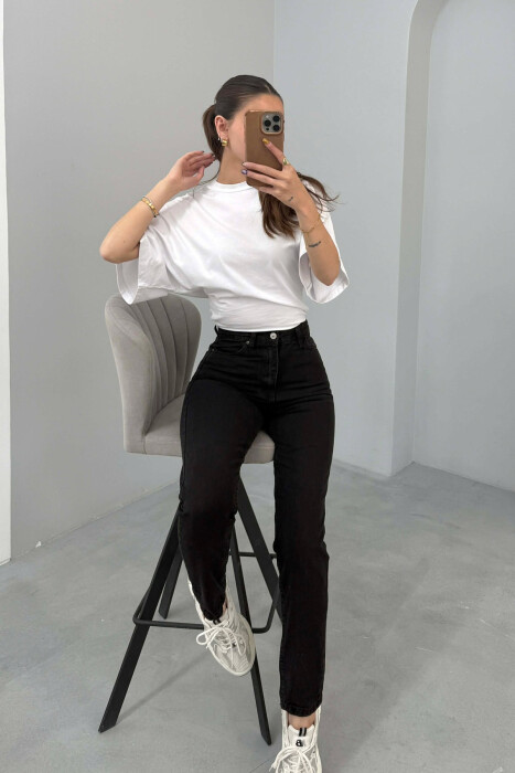 SIMPLE ONE COLOR WOMAN JEANS BLACK/ E ZEZE - KLAUDIO FASHION