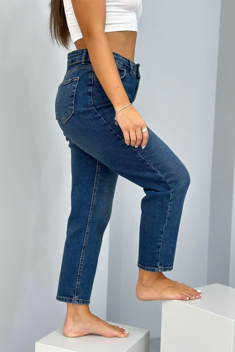 SIMPLE ONE COLOR WOMAN JEANS DARK BLUE/BEE - 2