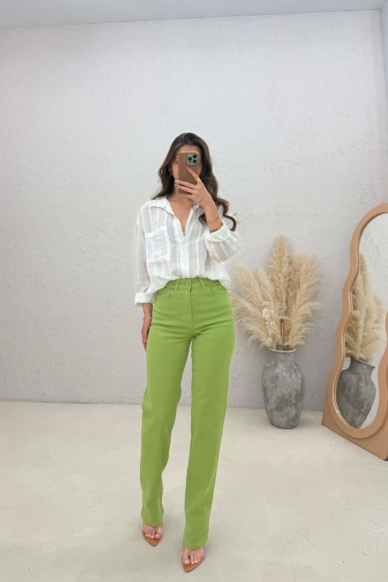 SIMPLE ONE COLOR WOMAN JEANS LIGHT GREEN/JEZB - 2