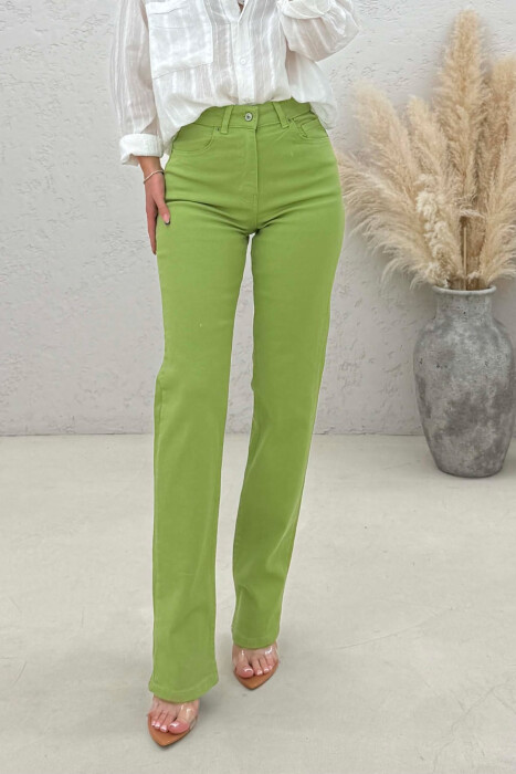 SIMPLE ONE COLOR WOMAN JEANS LIGHT GREEN/JEZB - 3