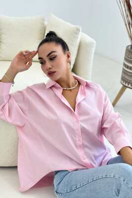 SIMPLE ONE COLOR WOMAN SHIRTS BABY PINK/ROZB 