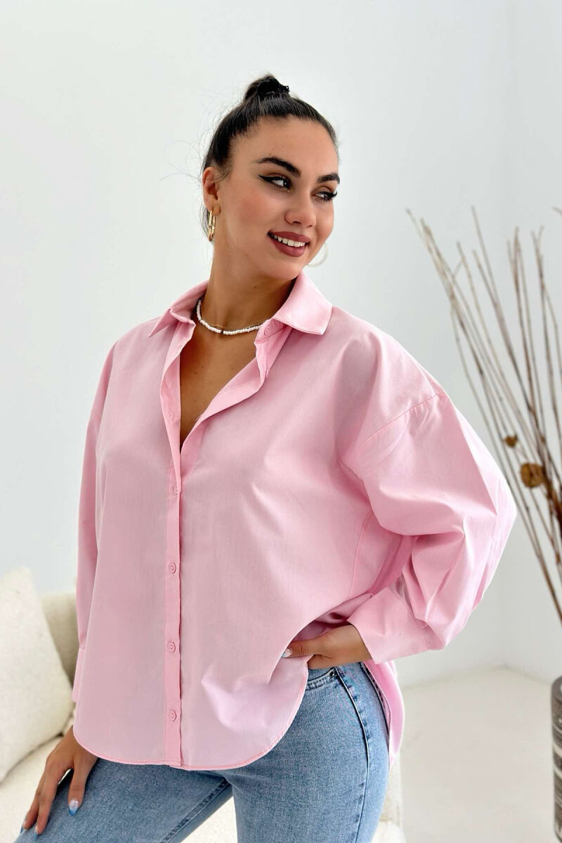 SIMPLE ONE COLOR WOMAN SHIRTS BABY PINK/ROZB - 2