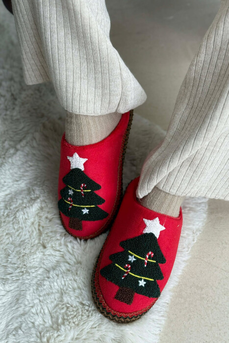 ONE COLOR CHRISTMAS TREE WOMAN SLIPPERS RED/E KUQE - 2