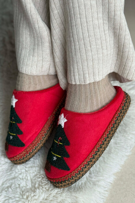 ONE COLOR CHRISTMAS TREE WOMAN SLIPPERS RED/E KUQE - 5
