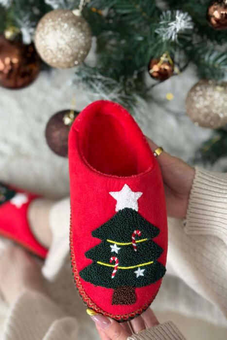 ONE COLOR CHRISTMAS TREE WOMAN SLIPPERS RED/E KUQE - 6