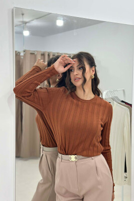 SIMPLE ONE COLOR WOMAN SWEATER BROWN/KAFE 