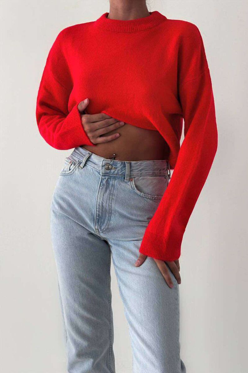 SIMPLE ONE COLOR WOMAN SWEATER RED/E KUQE - 1