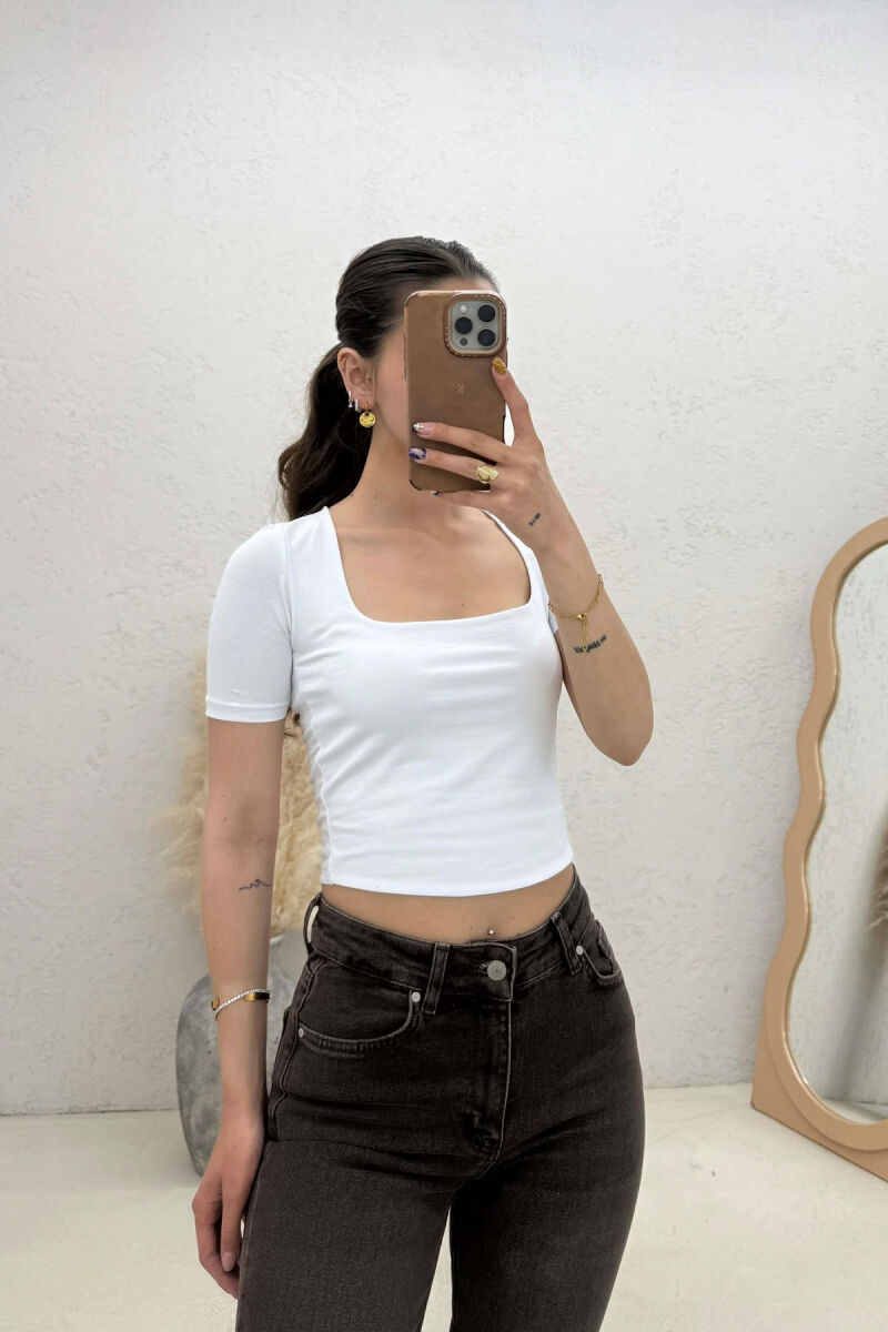 SIMPLE ONE COLOR WOMAN T-SHIRT WHITE-E BARDHE - 1