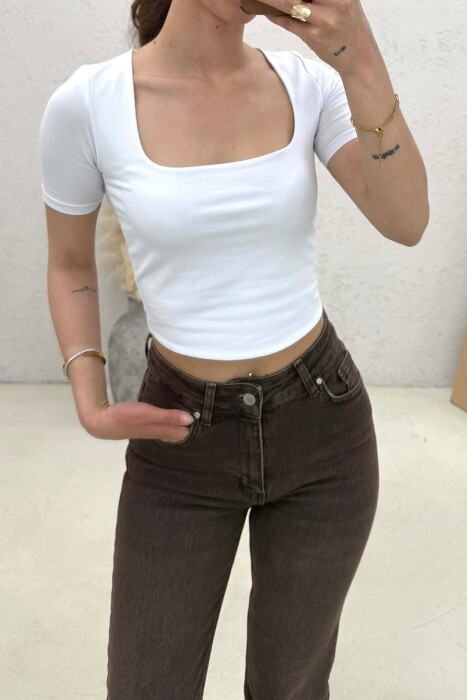 SIMPLE ONE COLOR WOMAN T-SHIRT WHITE-E BARDHE - 3