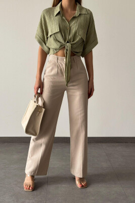 SIMPLE ONE COLOR WOMAN TROUSERS BEIGE/BEZHE 