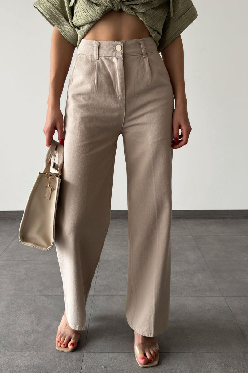 SIMPLE ONE COLOR WOMAN TROUSERS BEIGE/BEZHE - 2