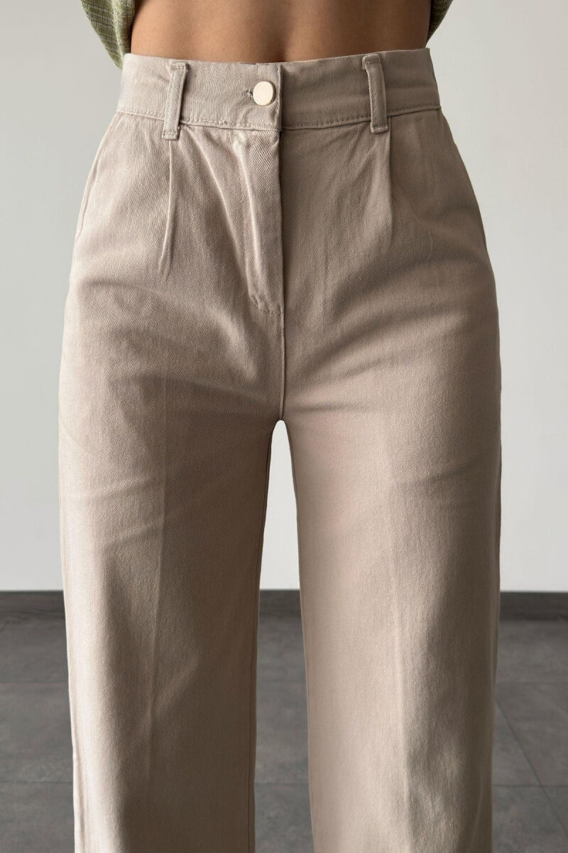 SIMPLE ONE COLOR WOMAN TROUSERS BEIGE/BEZHE - 3