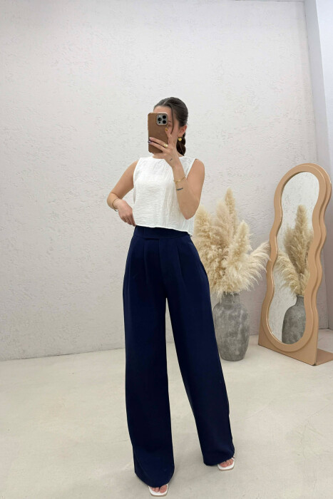 SIMPLE ONE COLOR WOMAN TROUSERS BLUE/BLU 