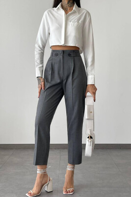 SIMPLE ONE COLOR WOMAN TROUSERS DARK GREY/GEE 