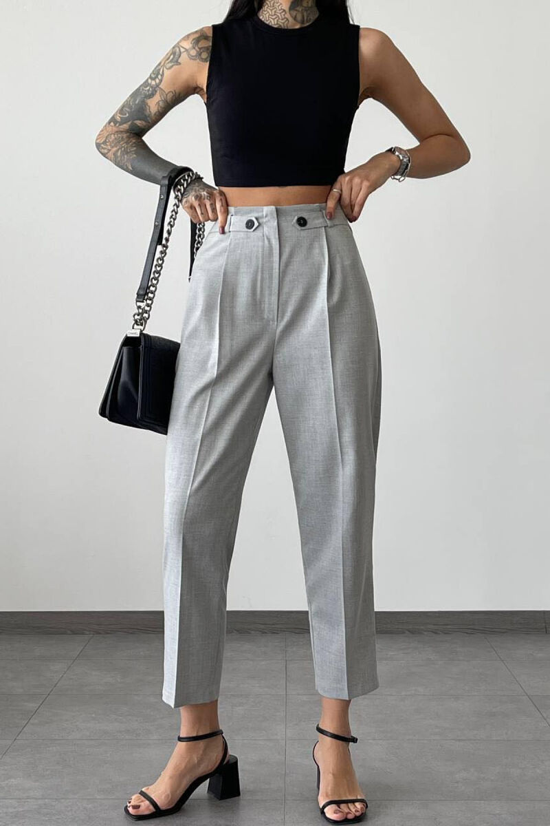 SIMPLE ONE COLOR WOMAN TROUSERS GREY/GRI - 1